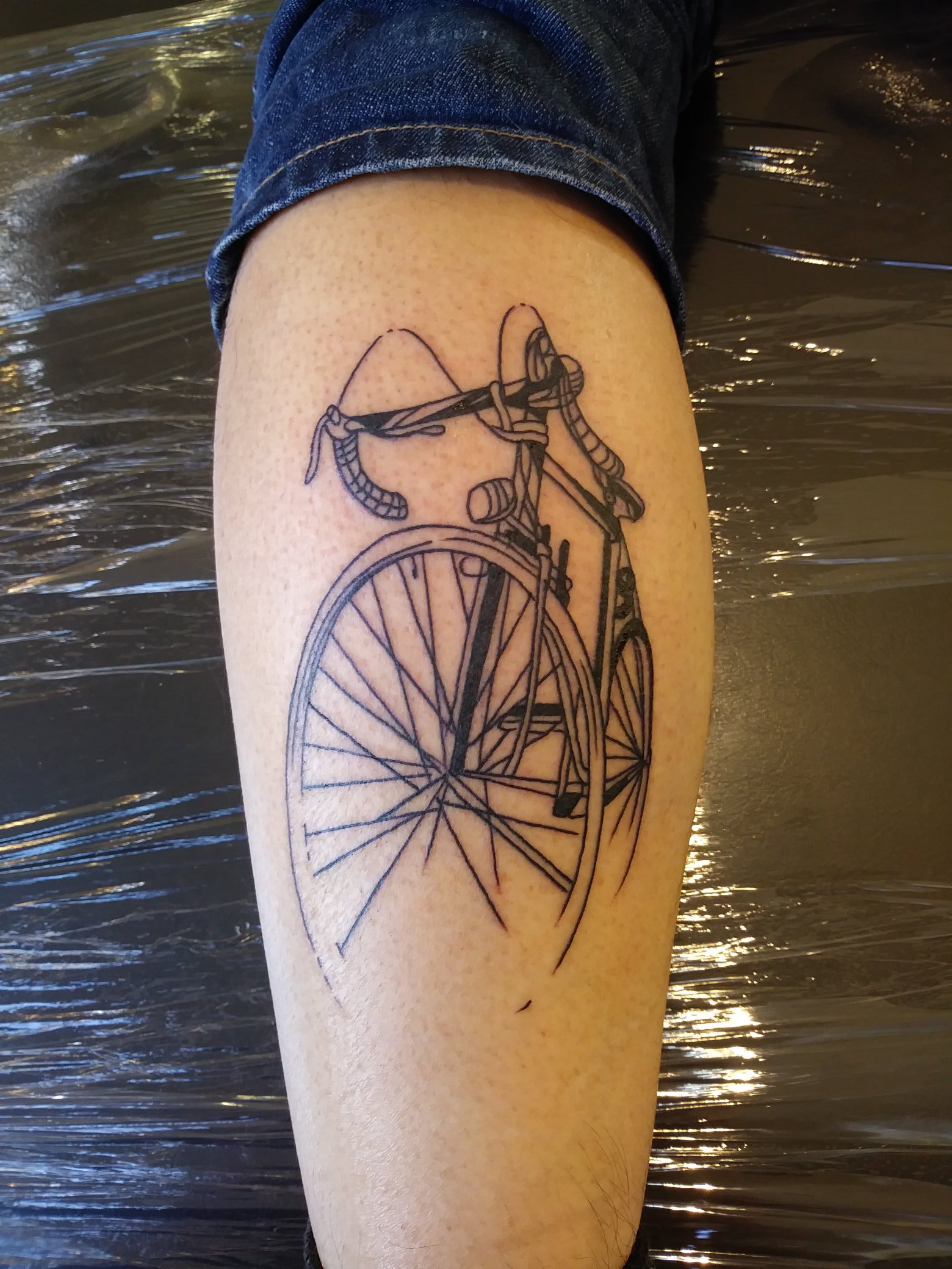 My bicycle tattoo, immediately after it was done