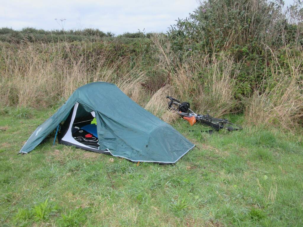 Camping in a farmer's field in Cornwall, while testing out my Four Ferries & Freedom route